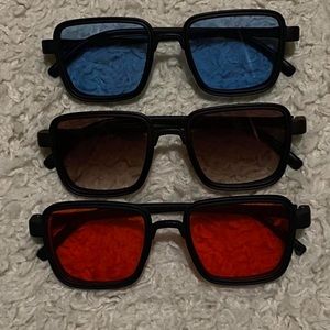 Set of three colorful sunglasses